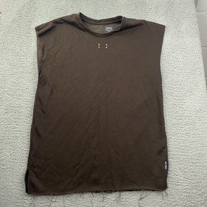 ASRU Brown Cutoff Sweatshirt Size Large Shirt Pullover Mens Fitness